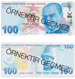 100 TL - 100 Turkish Lira - 
