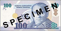 100 YTL - 100 Nova Lira Turca