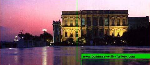 Kempinski Hotel Swimming pool with Ciragan Palace at the back