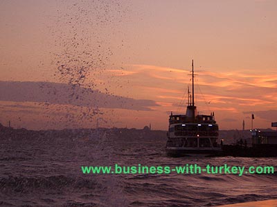 Bosphorus sunset view from Besiktas pier