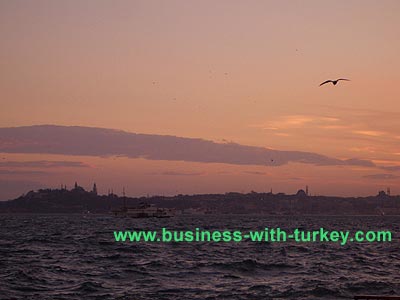 Bosphorus sunset view from Besiktas pier