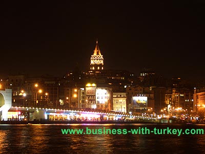 Karakoy district and the galata tower at night