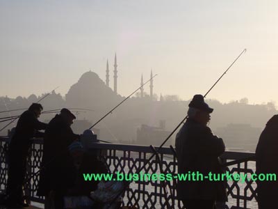 Fisherman at the golden horn & Suleymaniye mosque 
