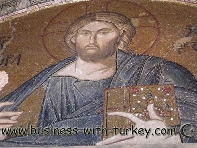 Mosaico de Nossa Sehora e o menino Jesus
